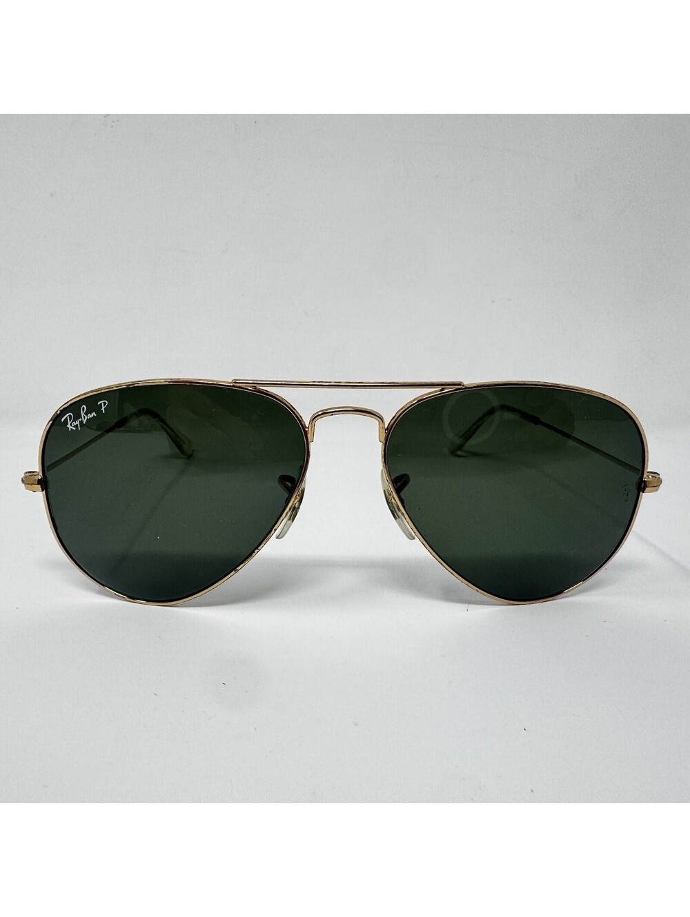 Ray-Ban Gold Aviator Polarized Green Sunglasses Approx 54-16